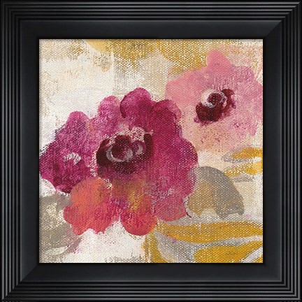 Framed Elegant Fresco Floral Gold Flower II Print