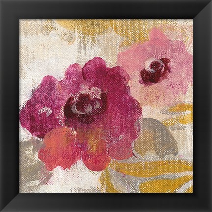 Framed Elegant Fresco Floral Gold Flower II Print