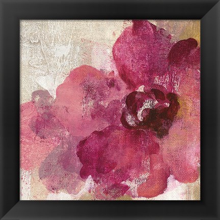 Framed Elegant Fresco Floral Gold Flower I Print