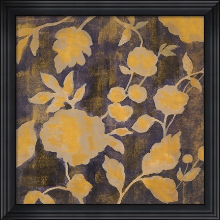 Framed Indigo and Gold Silhouettes II Print