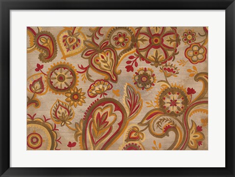 Framed Linen Paisley Print