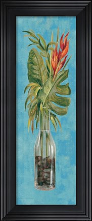 Framed Tropical Lush II on Blue Print