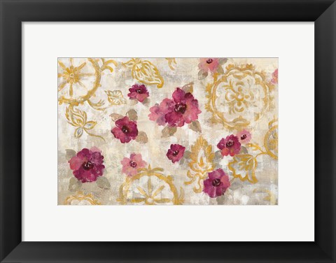Framed Elegant Fresco Gold Floral Print