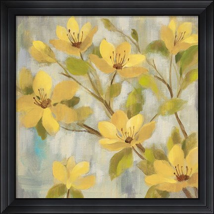 Framed Golden Bloom I Neutral Print