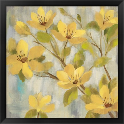 Framed Golden Bloom I Neutral Print