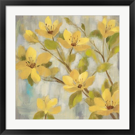 Framed Golden Bloom I Neutral Print