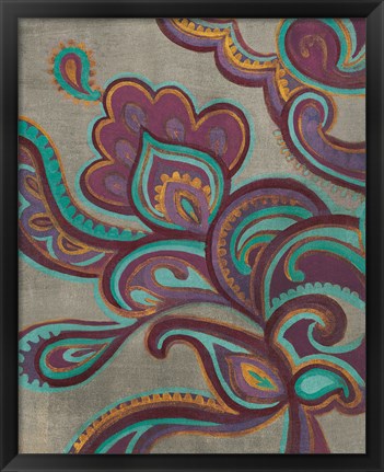 Framed Bohemian Paisley I Aubergine Print