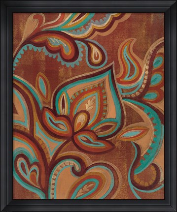Framed Bohemian Paisley II Turquoise Print