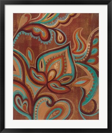 Framed Bohemian Paisley II Turquoise Print