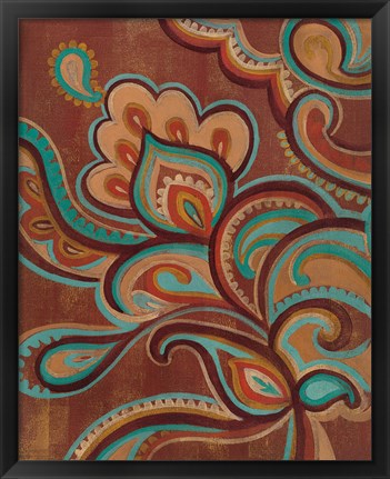 Framed Bohemian Paisley I Turquoise Print