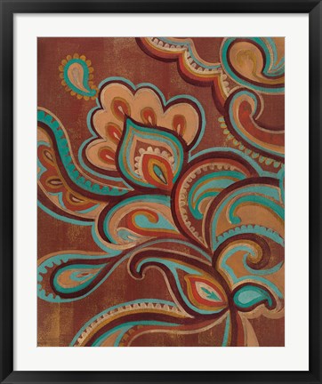 Framed Bohemian Paisley I Turquoise Print