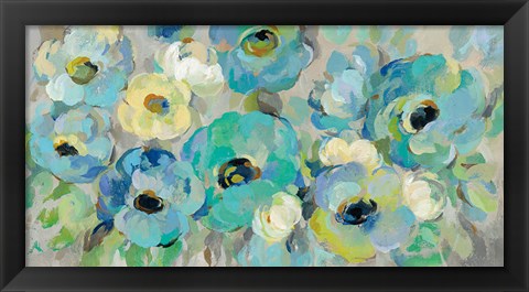 Framed Fresh Teal Flowers Print