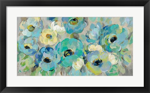 Framed Fresh Teal Flowers Print