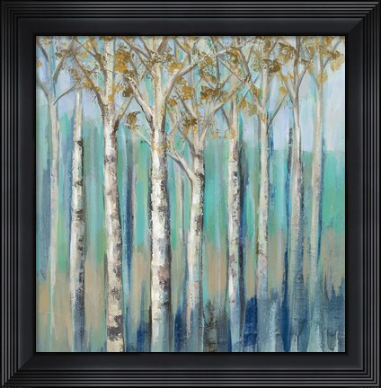 Framed Birches at Dawn Print
