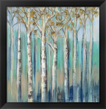 Framed Birches at Dawn Print