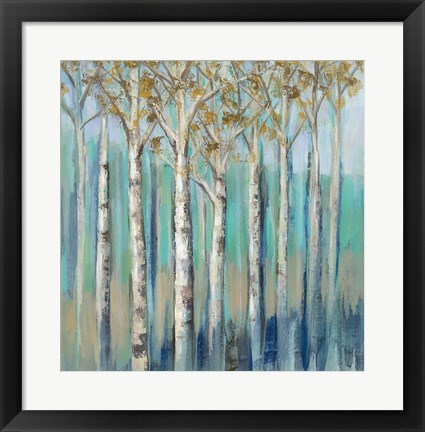 Framed Birches at Dawn Print