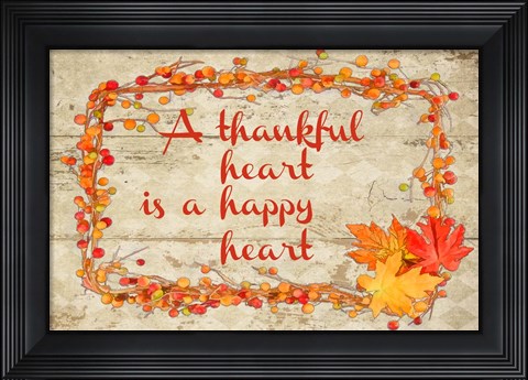 Framed Thankful Happy Heart Print