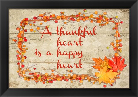 Framed Thankful Happy Heart Print