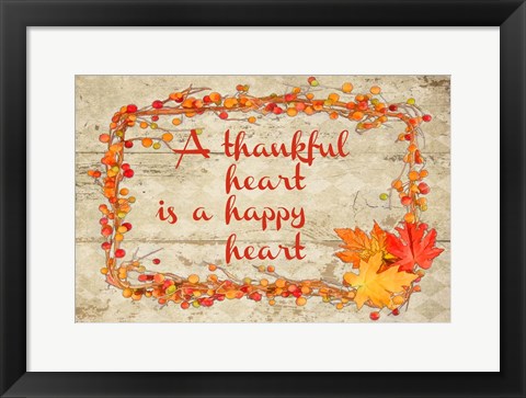 Framed Thankful Happy Heart Print