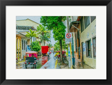 Framed Rainy Street Iquitos Peru Print