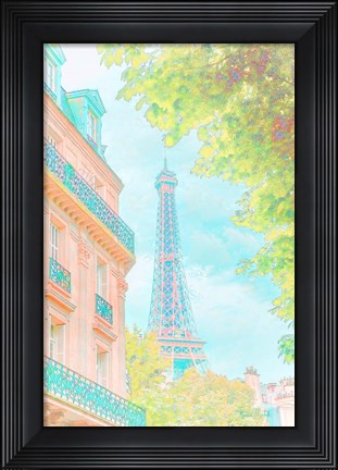 Framed Eiffel Tower Pastel Print