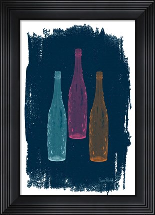 Framed Bottles on Navy Print