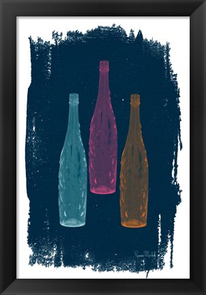 Framed Bottles on Navy Print