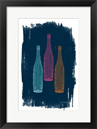 Framed Bottles on Navy Print