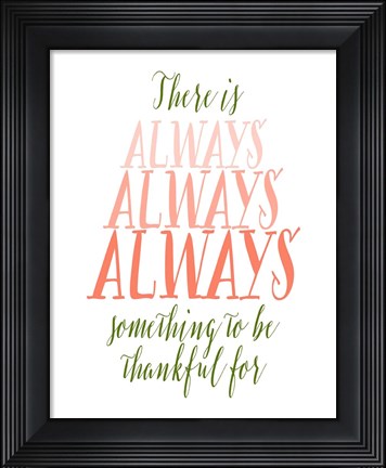 Framed Be Thankful - Green and Coral Print