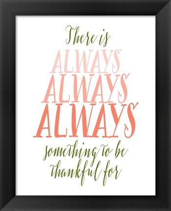 Framed Be Thankful - Green and Coral Print