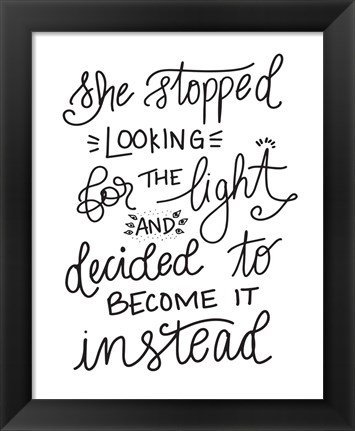 Framed Become the Light - Hand Lettered Print