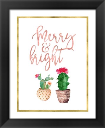 Framed Merry and Bright Succulent Print