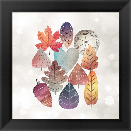 Framed Leaves on Bokeh Print