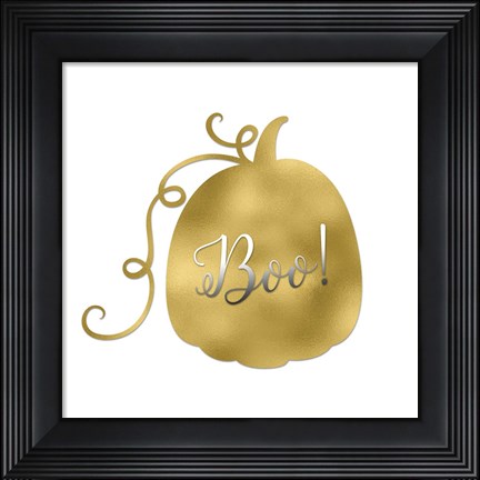 Framed Boo Gold Pumpkin Print