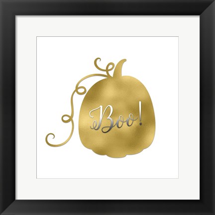 Framed Boo Gold Pumpkin Print