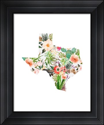Framed Texas Floral Collage I Print