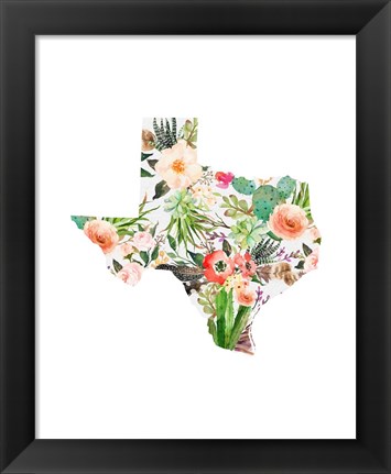 Framed Texas Floral Collage I Print