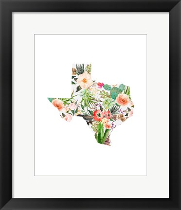 Framed Texas Floral Collage I Print