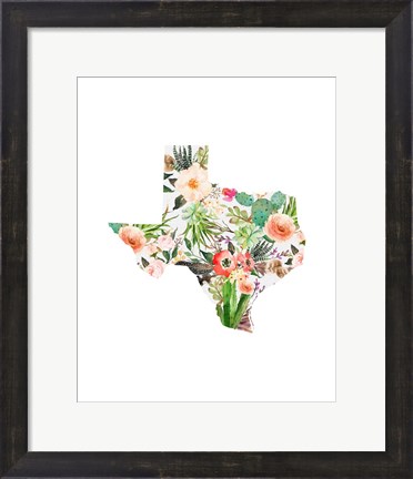 Framed Texas Floral Collage I Print
