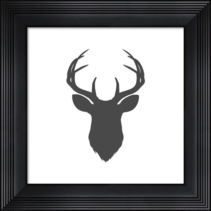 Framed Charcoal Deer Head Print