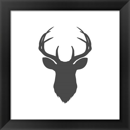 Framed Charcoal Deer Head Print