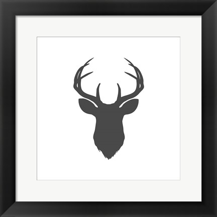 Framed Charcoal Deer Head Print