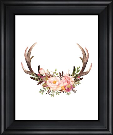 Framed Floral Antlers Print