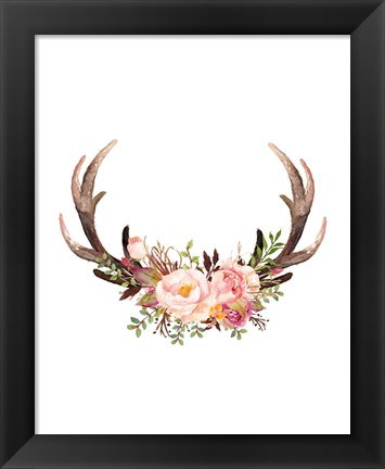 Framed Floral Antlers Print