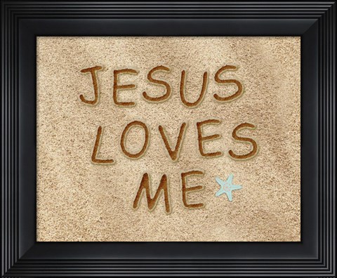 Framed Jesus Loves Me Sand Print
