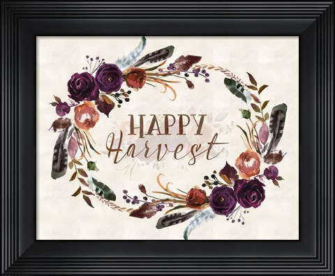 Framed Happy Harvest Wreath Print