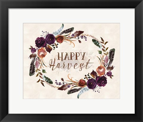 Framed Happy Harvest Wreath Print