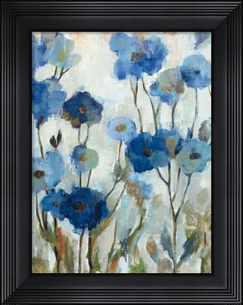 Framed Abstracted Floral in Blue III Print