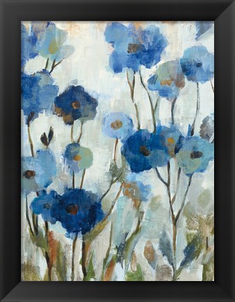 Framed Abstracted Floral in Blue III Print