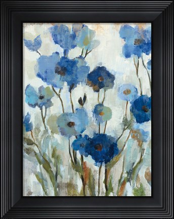 Framed Abstracted Floral in Blue II Print